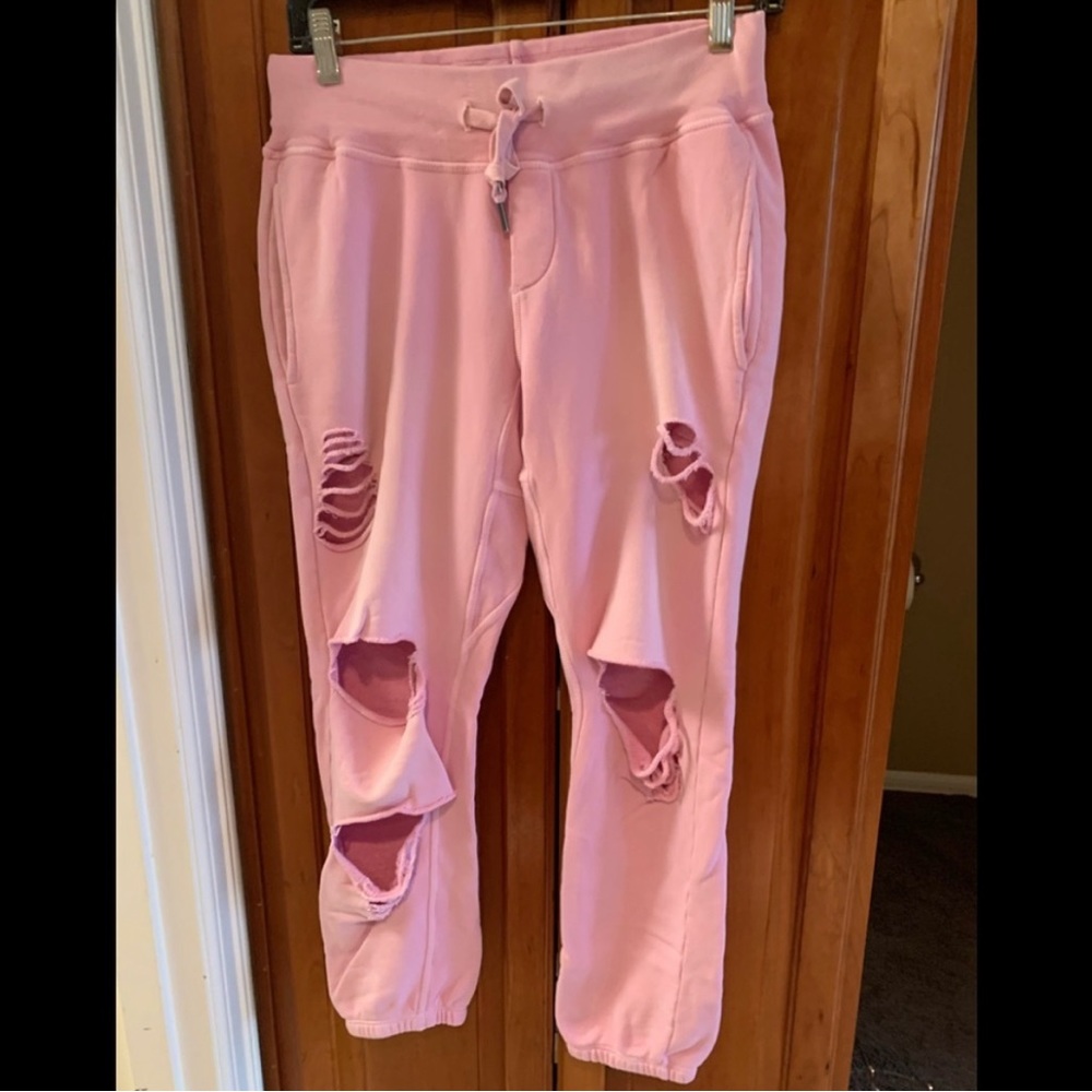 NSF distressed pink joggers
